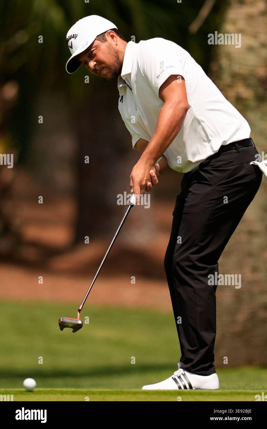 Xander Schaufele putts on the second green during the first round at ...