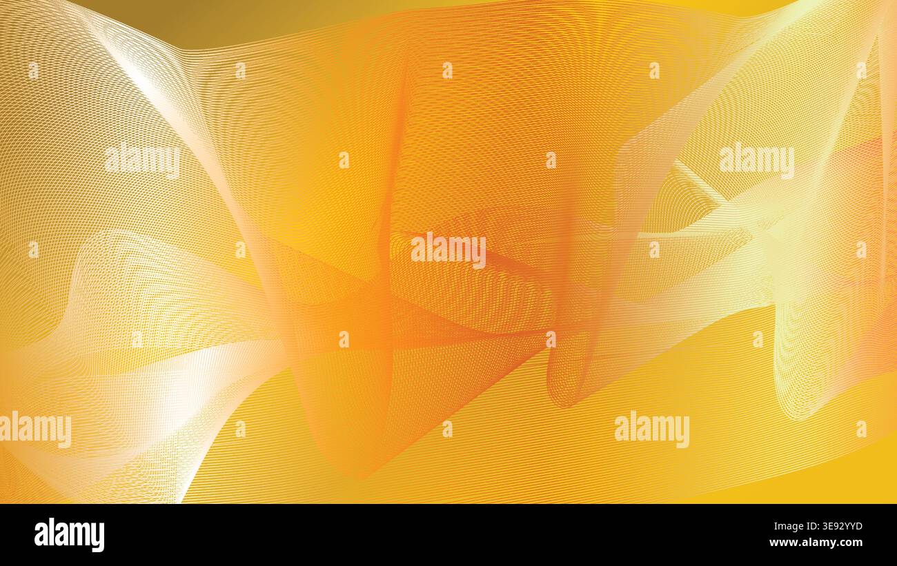 Abstract golden background with flowing luminous ribbons and gradient effect Stock Vector
