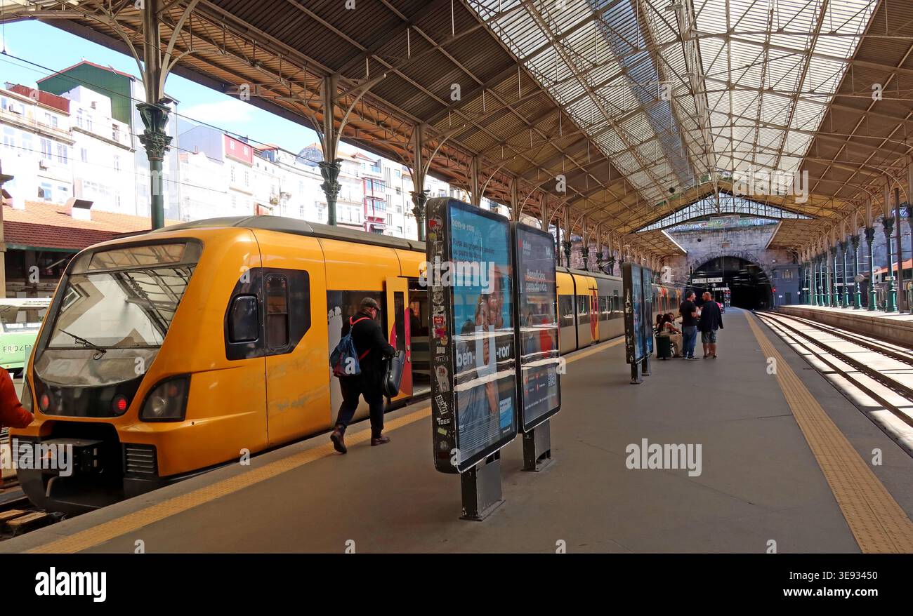 Porto station train. Stock Photo