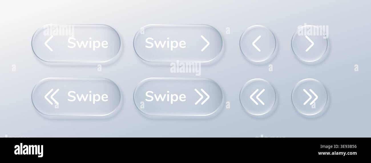 Glass arrow button for swipe navigation. Sleek UI icon with transparent ...