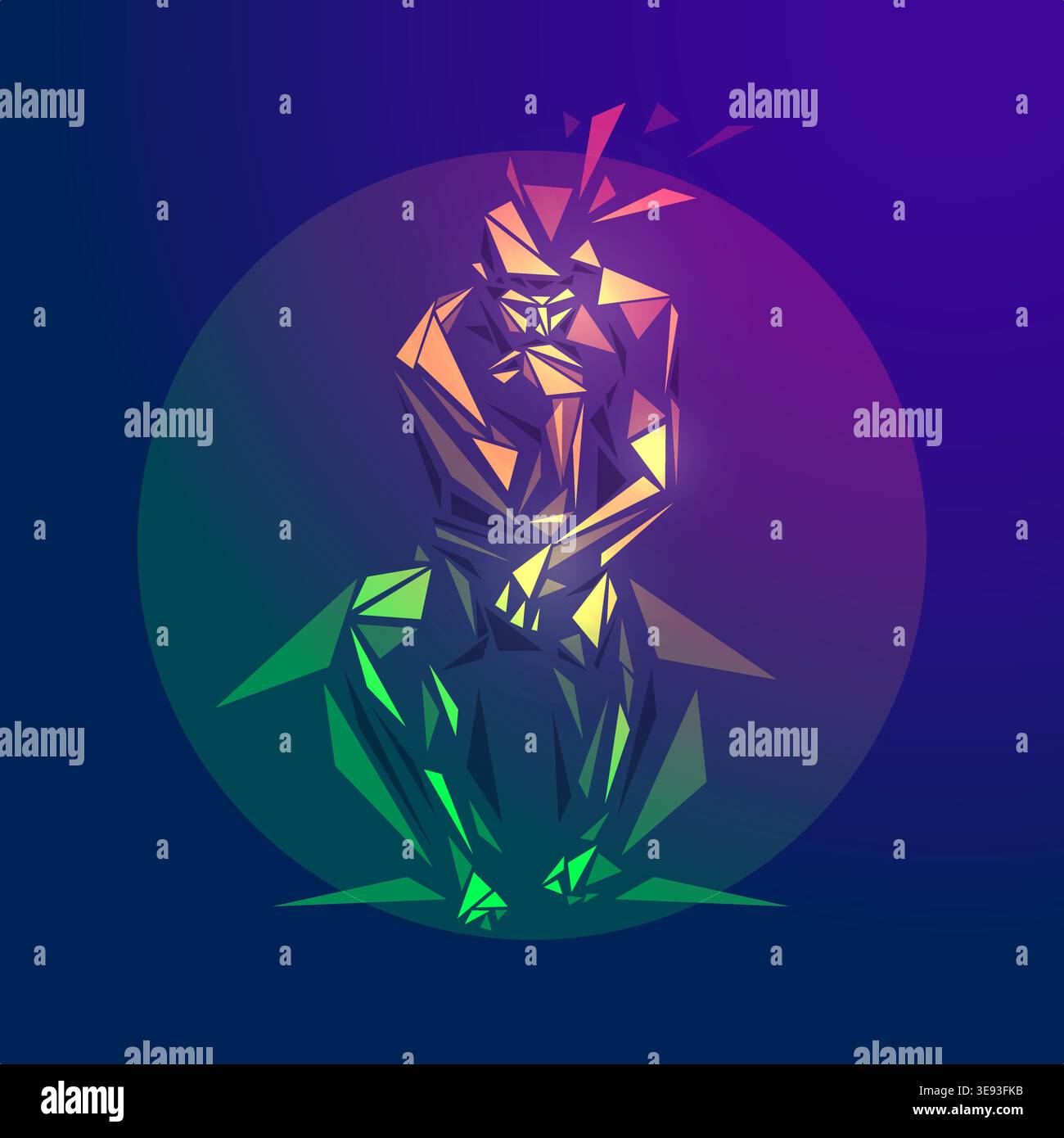 graphic of low poly great thinker Stock Vector
