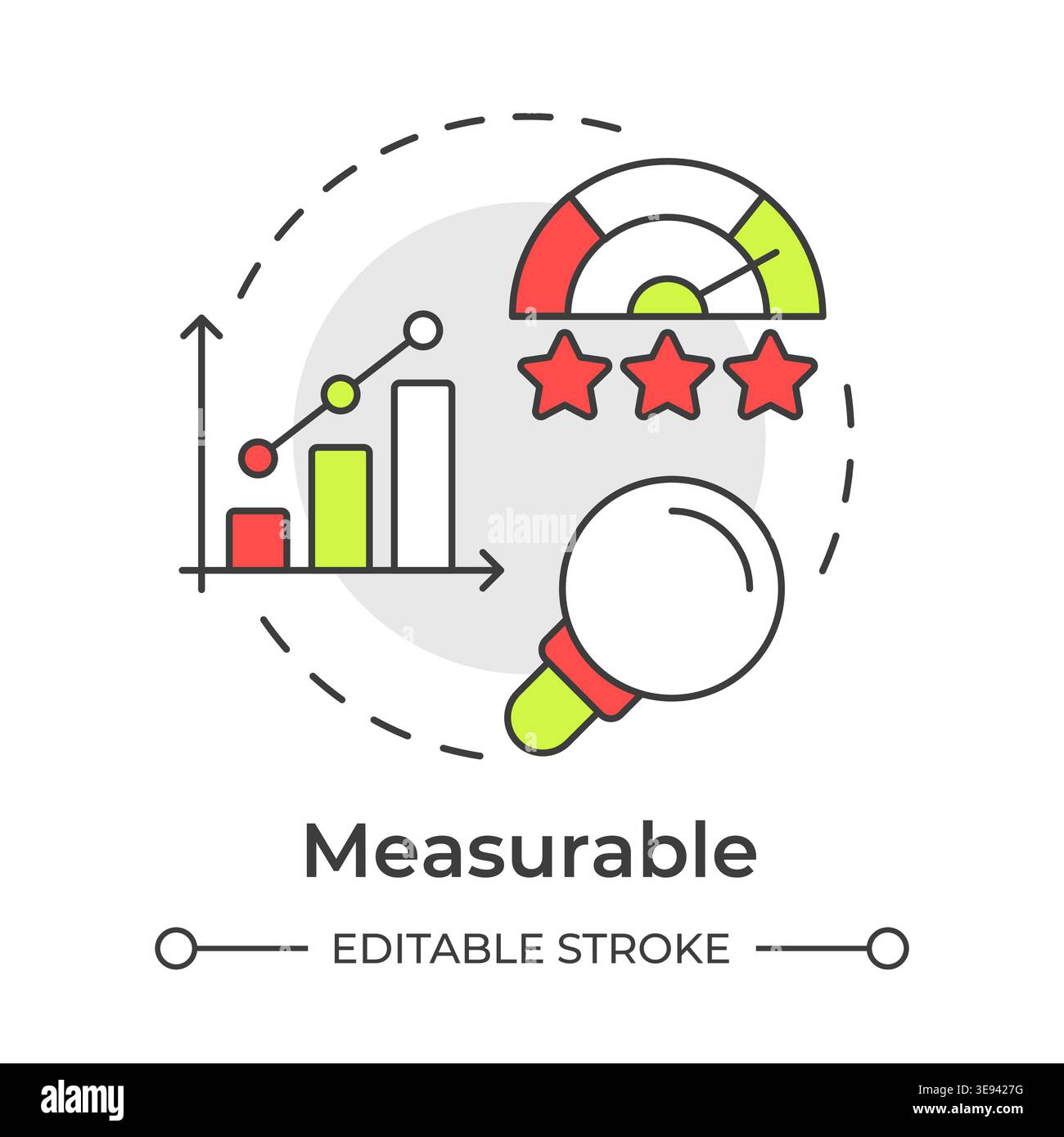 Measurable multi color concept icon Stock Vector