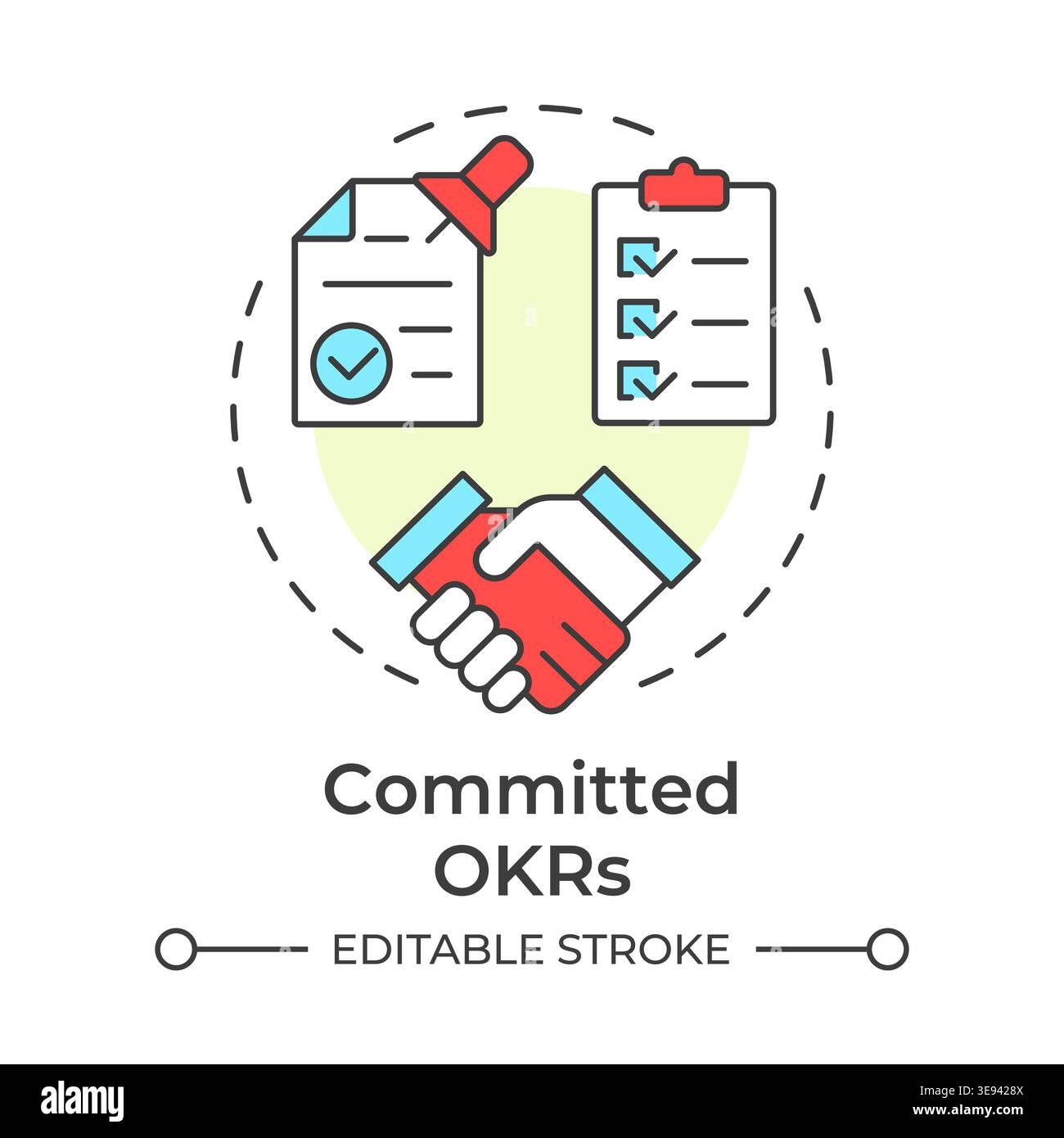 Committed okrs multi color concept icon Stock Vector