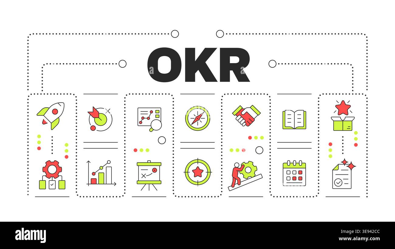 OKR word concept isolated on white Stock Vector