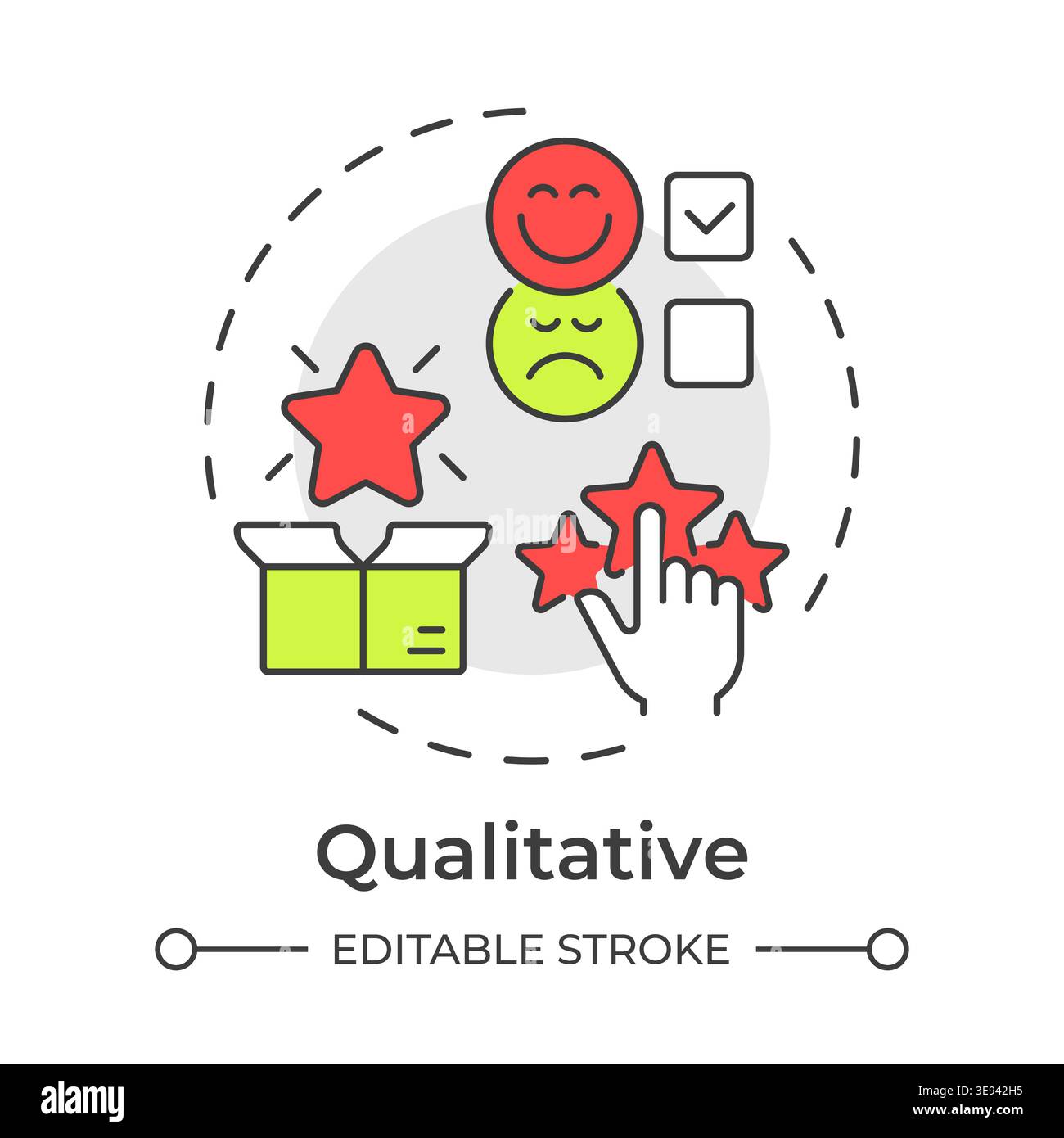 Qualitative multi color concept icon Stock Vector