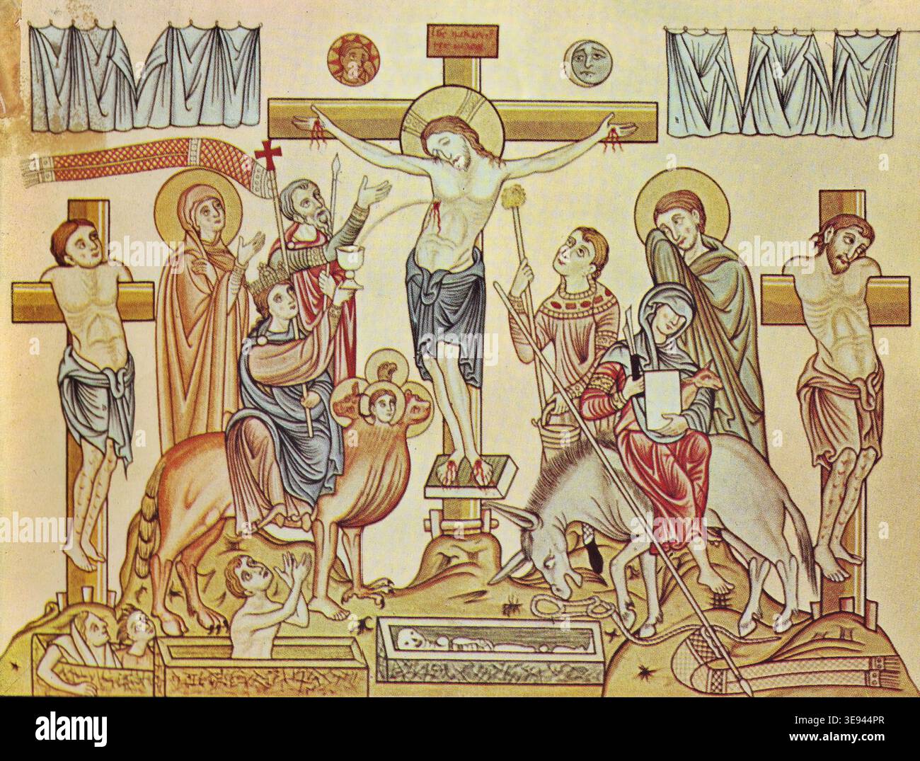Crucifixion of Jesus Christ – Hortus Deliciarum manuscript Gothic ...