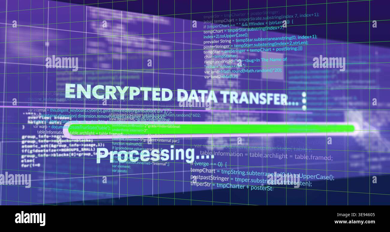 Displaying UI ENCRYPTED DATA TRANSFER Stock Photo