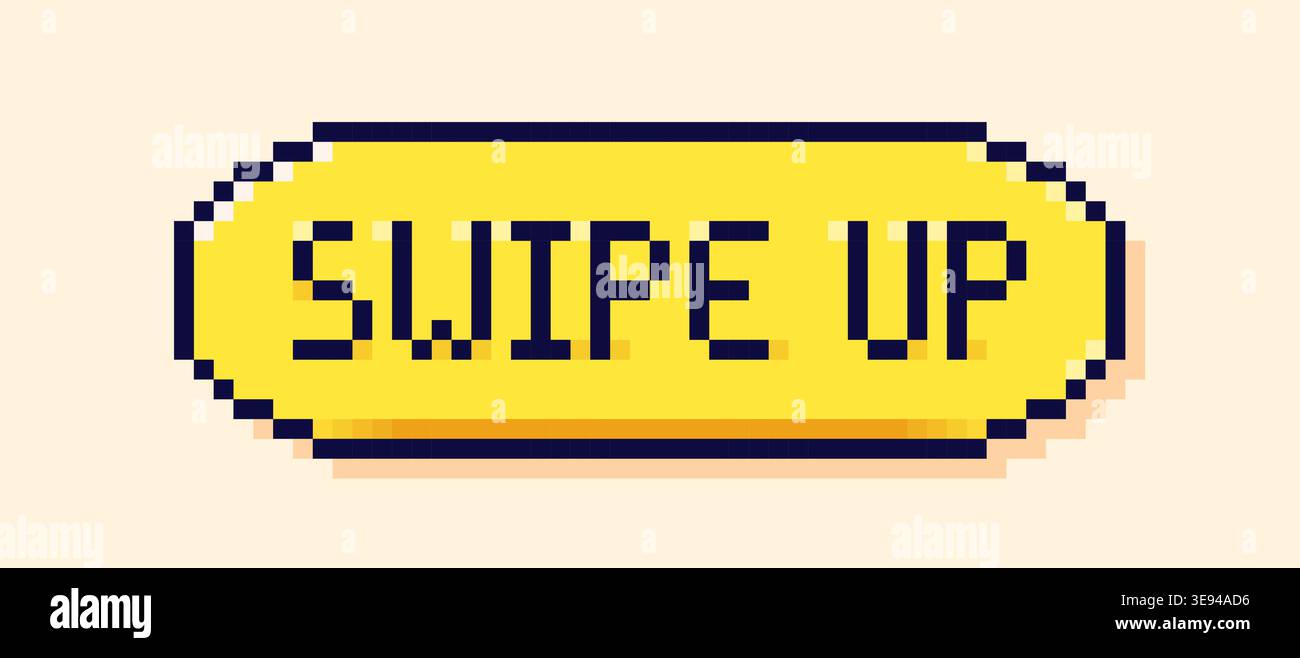 Swipe up pixel art yellow button. Stock Vector