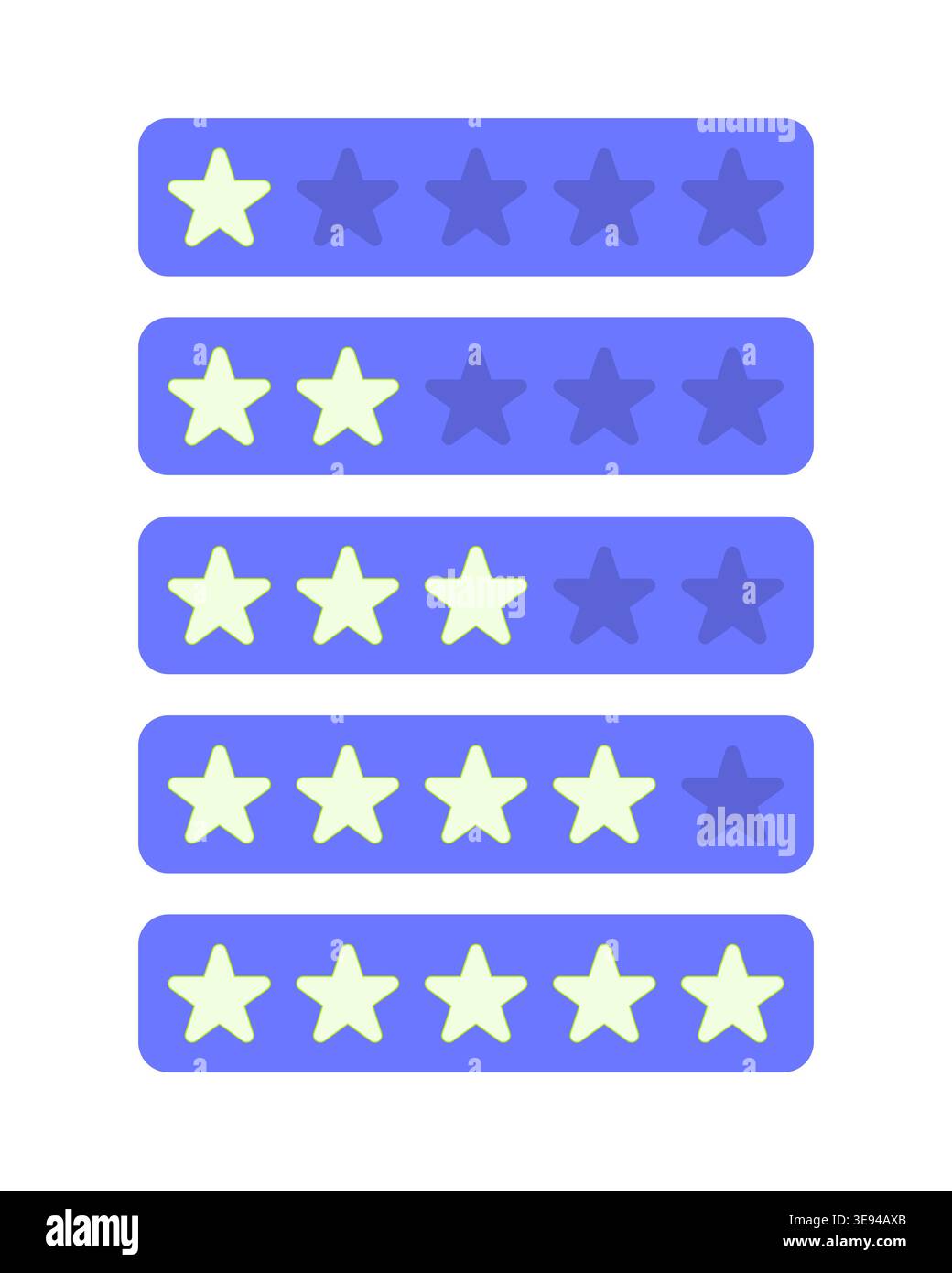 Star rating progress levels flat UI data visualization element set Stock Vector