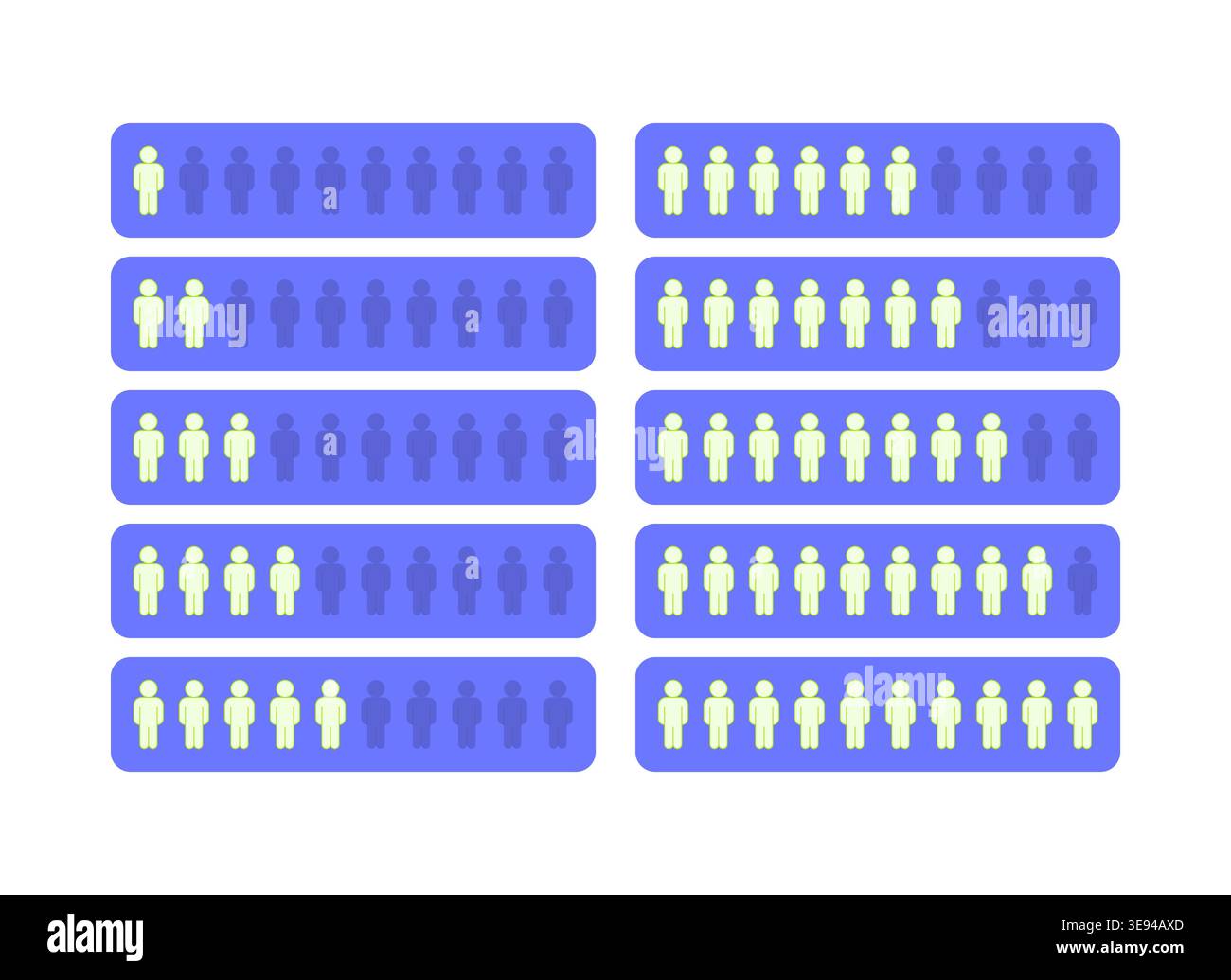 Male population progress flat UI data visualization element set Stock Vector