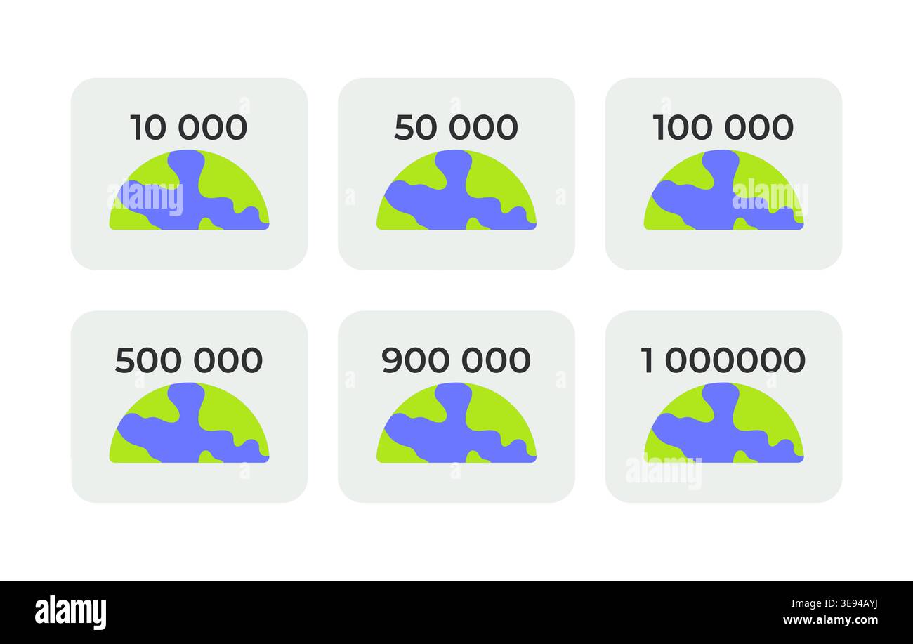 Population counters flat UI data visualization element set Stock Vector