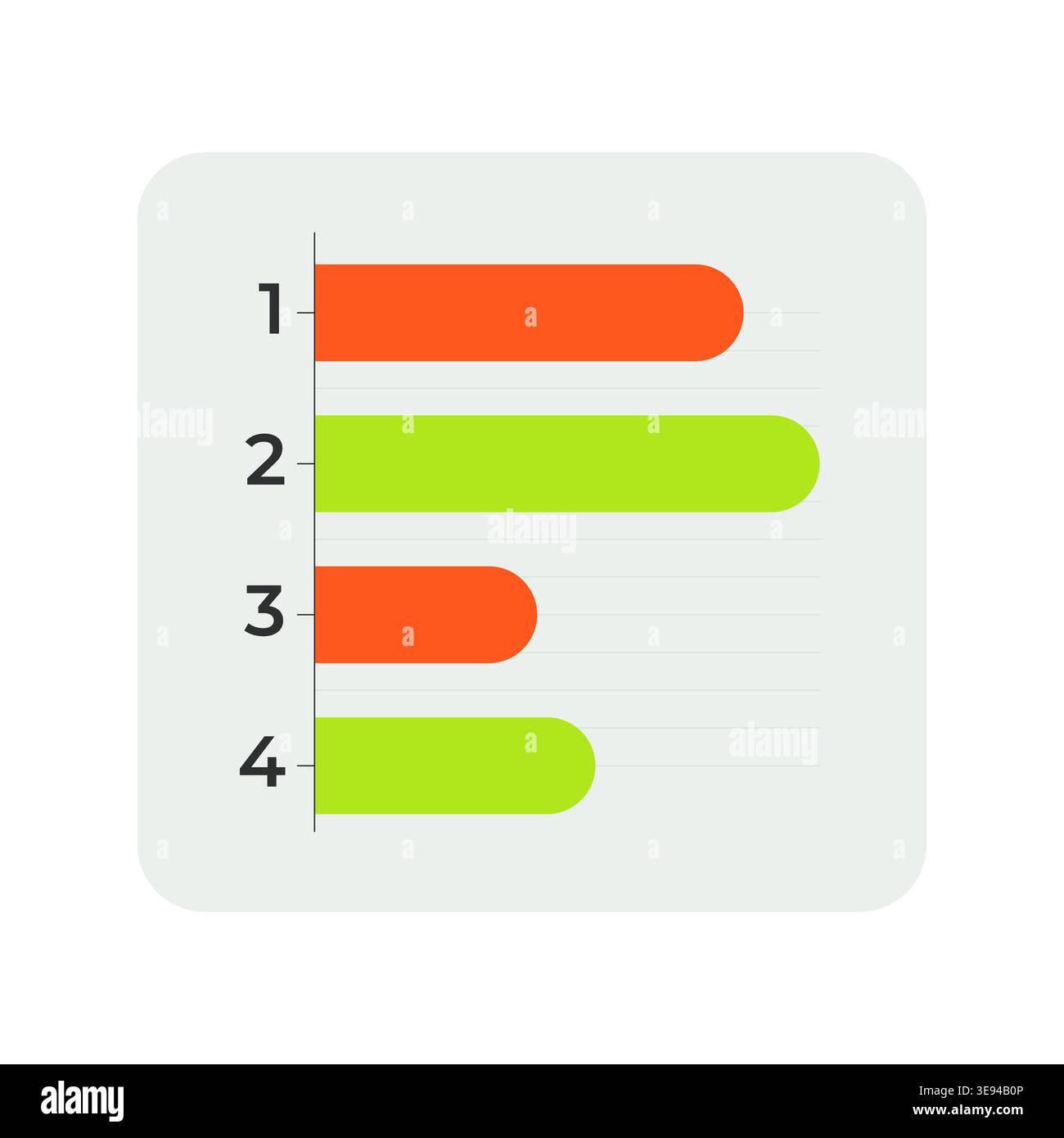 Horizontal bar chart comparison with category flat UI data visualization element Stock Vector