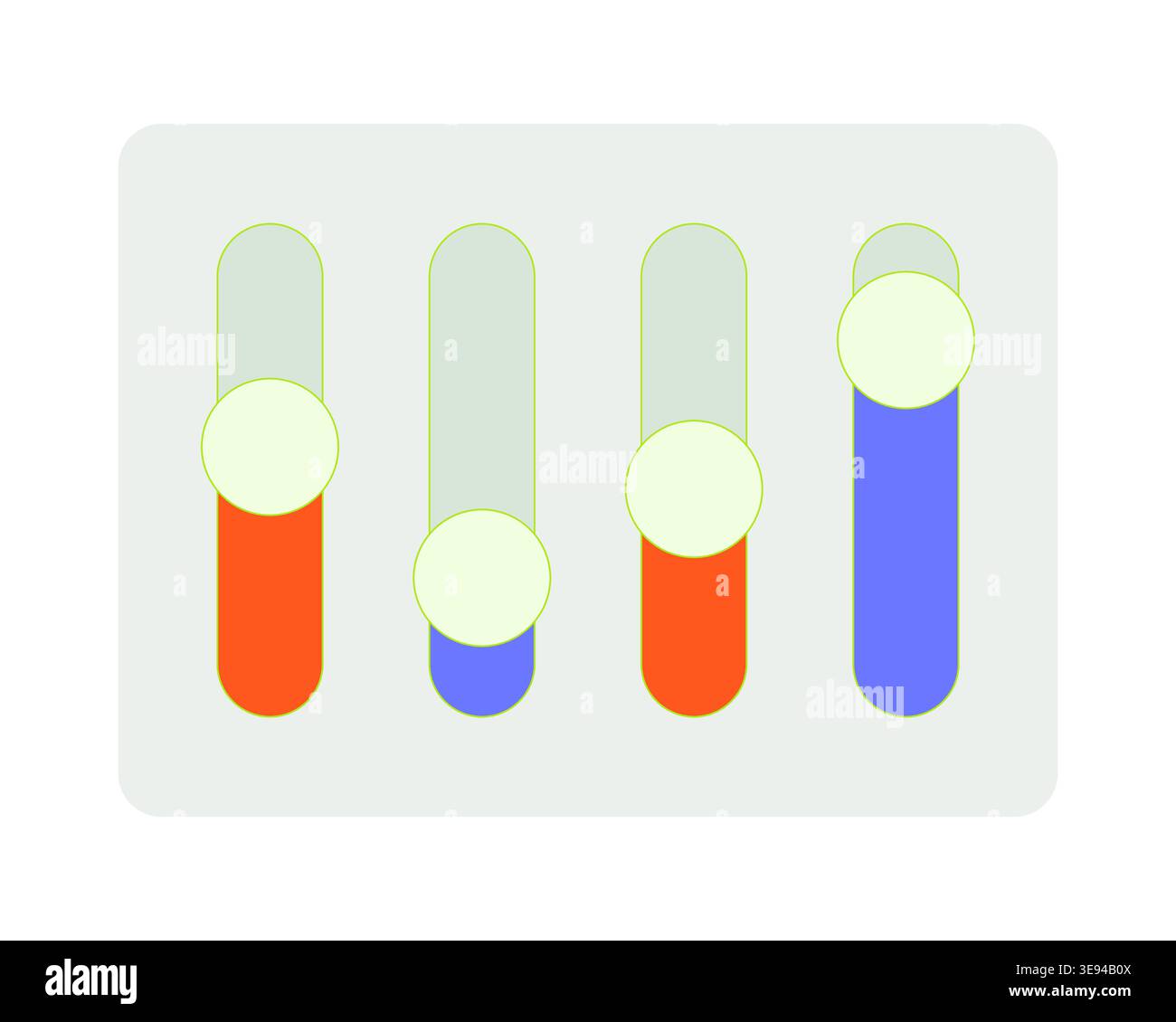 Vertical slider controls flat UI data visualization element Stock Vector