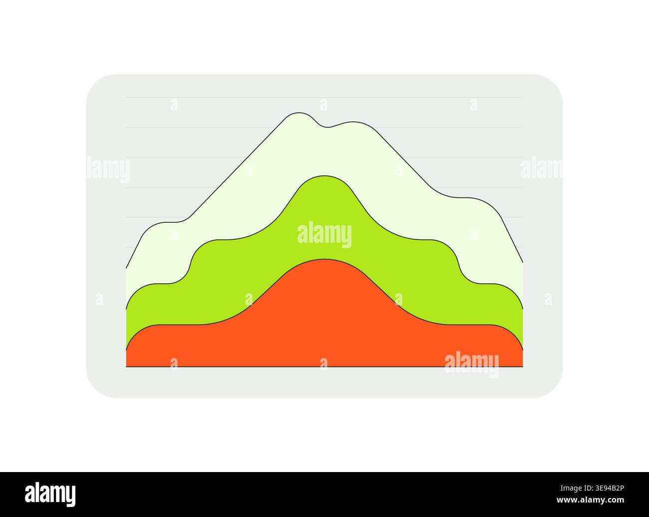 Layered area chart flat UI data visualization element Stock Vector