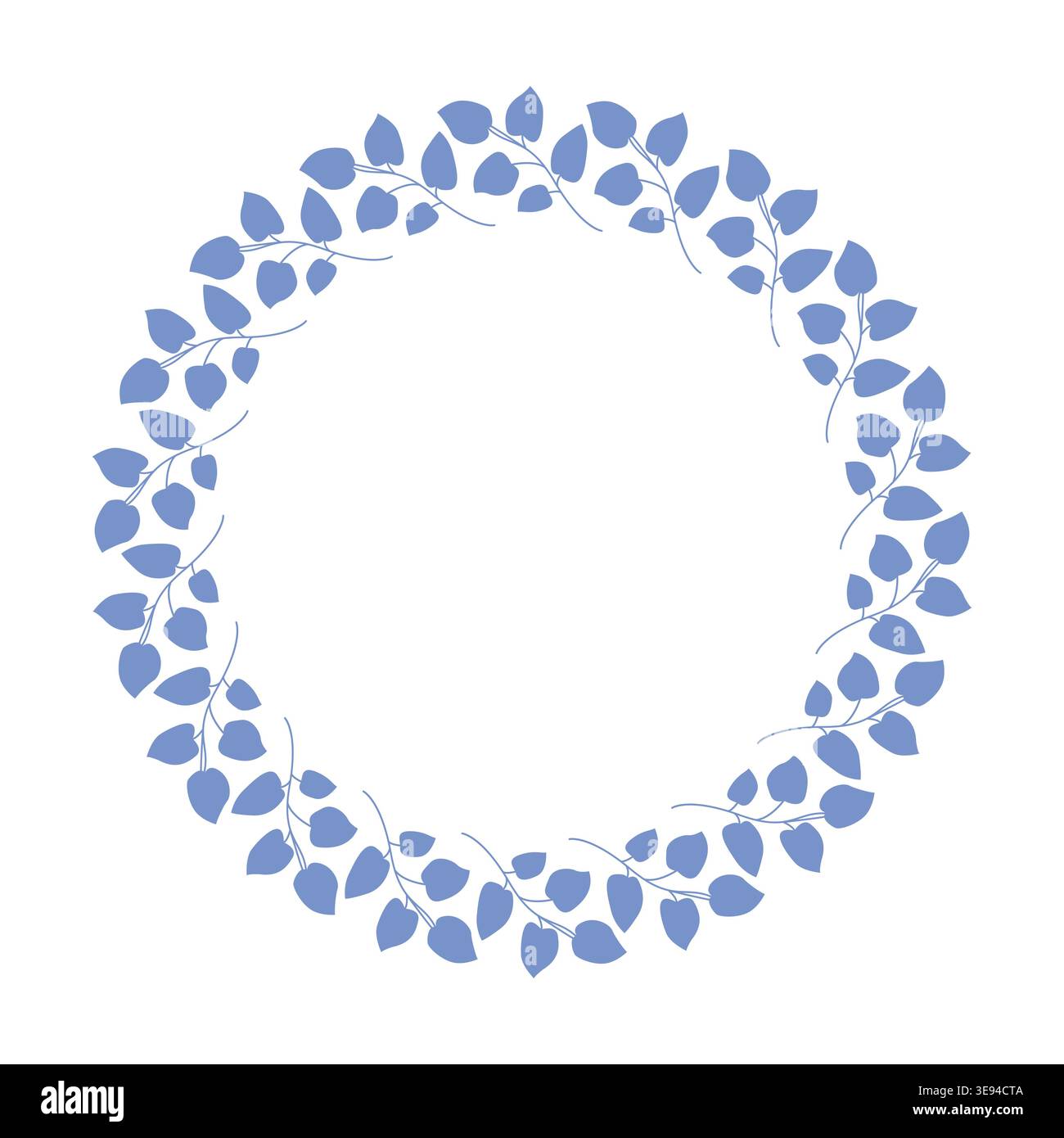 Blue Leaf Wreath Frame Stock Vector