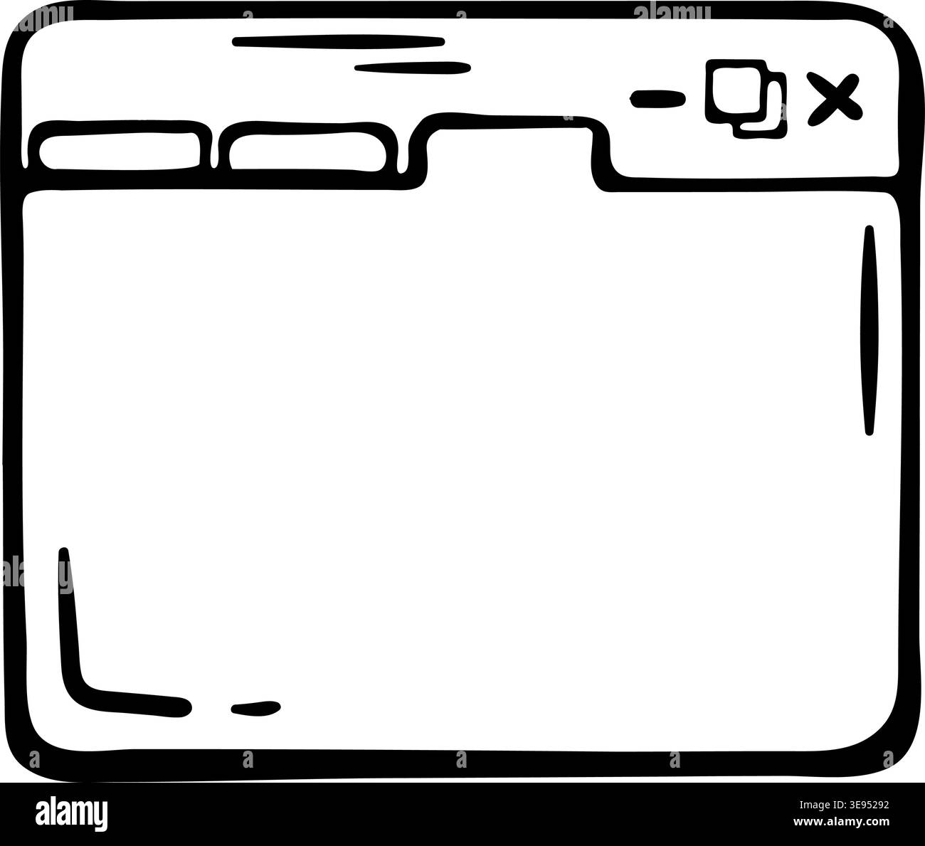 Doodle Browser Tabs icon for interface wireframing. Hand drawn doodle illustration of a web browser frame Stock Vector