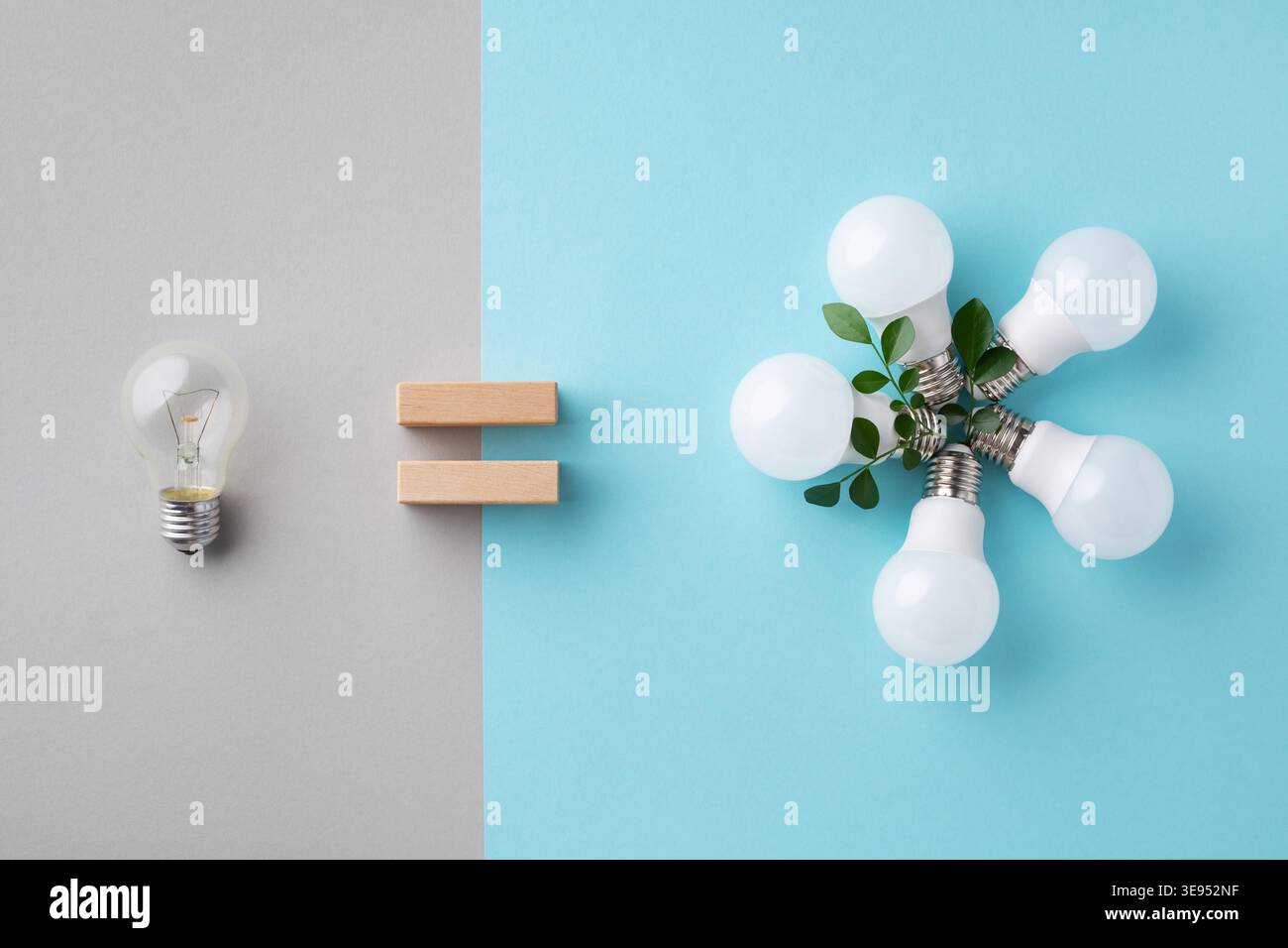 Energy efficiency concept with new generation led and simple old ...