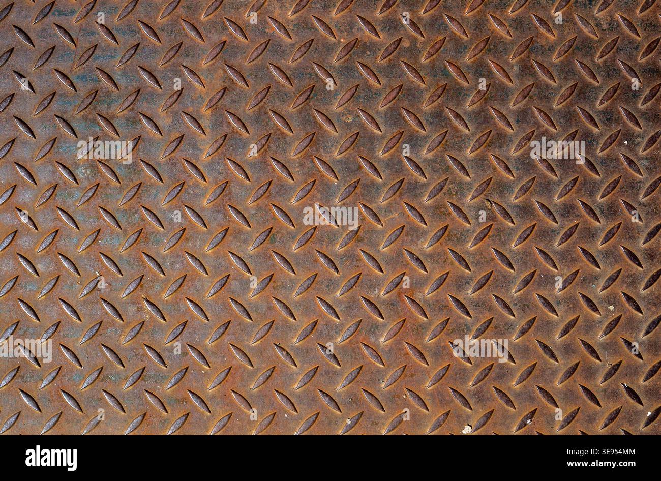 rusty metal plate diamond pattern Stock Photo
