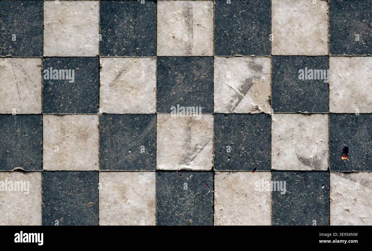 black and white ceramic tiles texture background Stock Photo