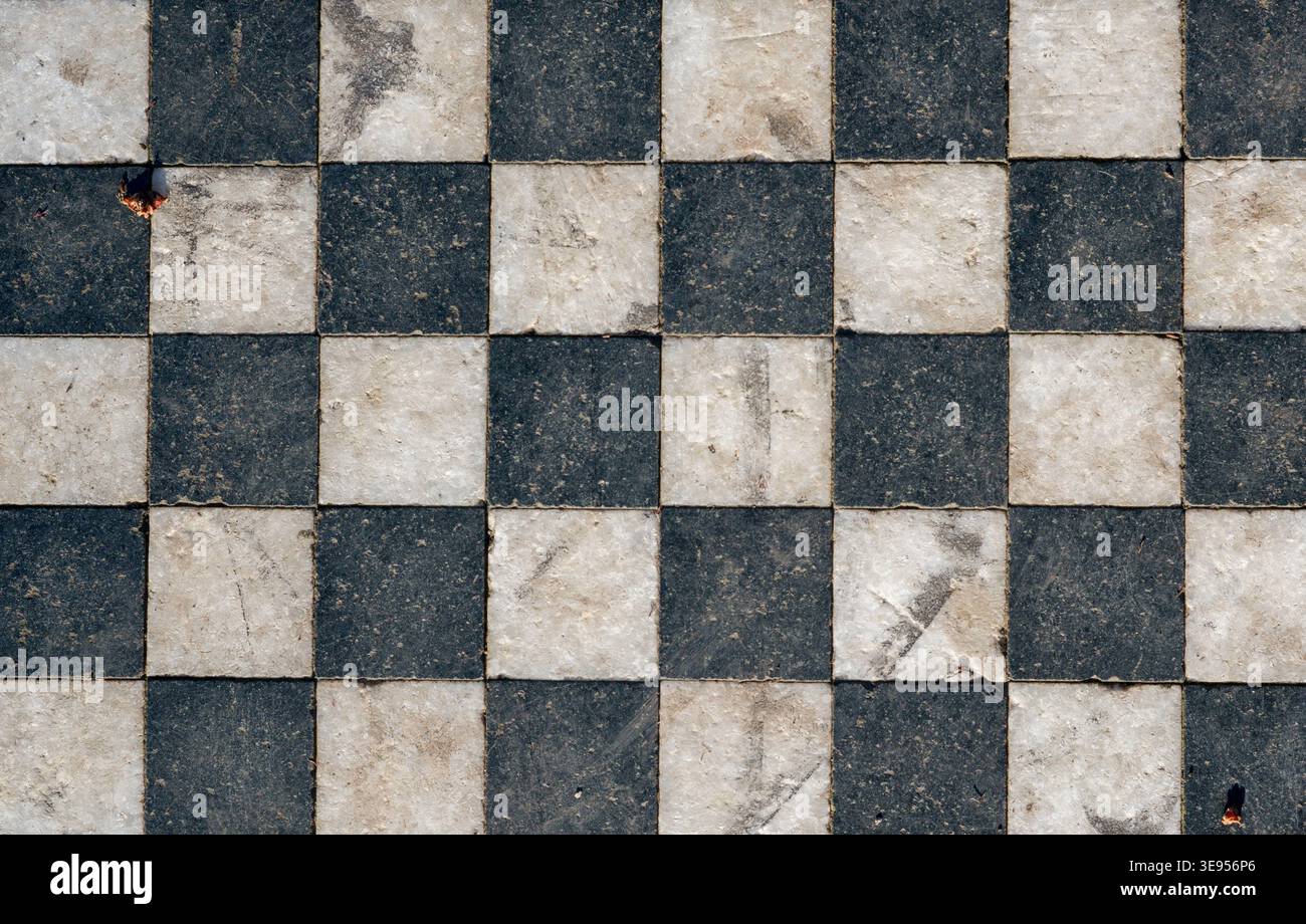 black and white checkered floor texture background Stock Photo