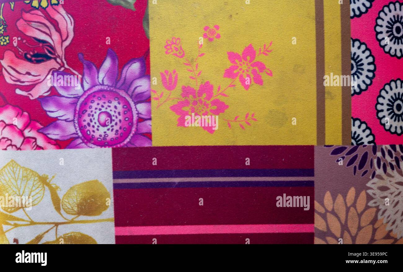 seamless vintage retro pattern with flowers Stock Photo