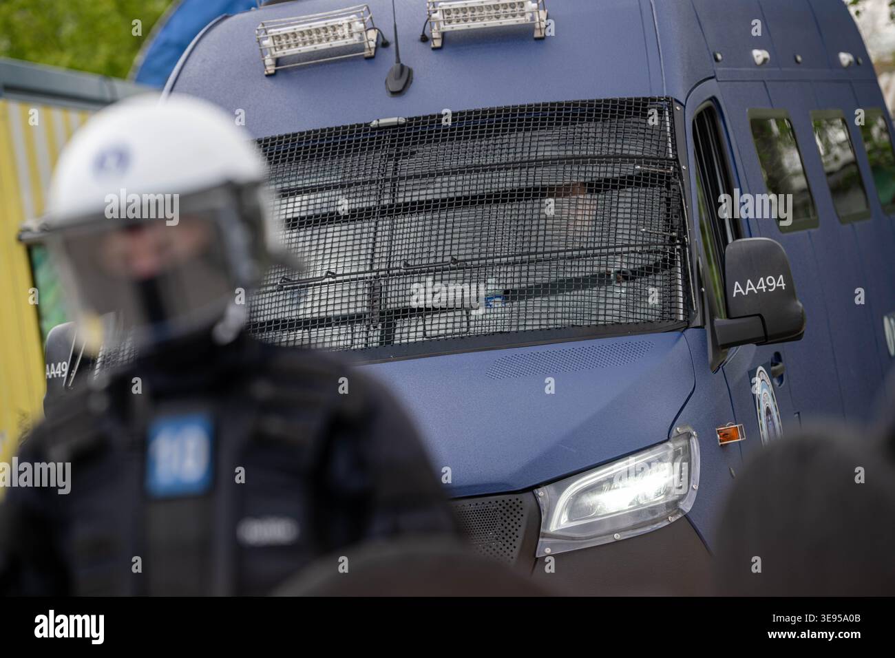 Riot police is pictured during a demonstration exercise and the ...