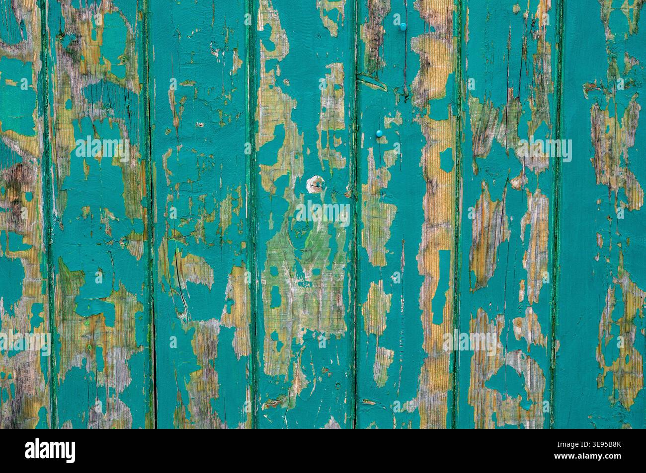 old weathered painted wooden wall Stock Photo