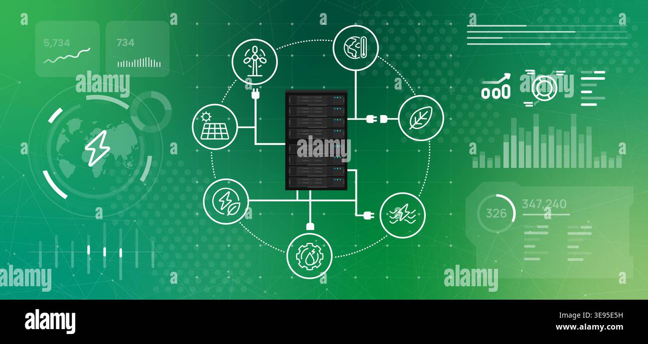 AI data center power server rack with green energy sources and ...