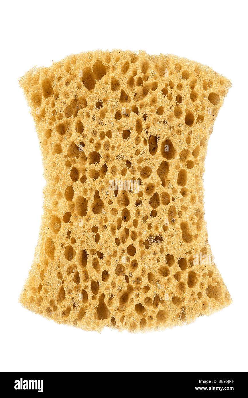 Simple yellow dishes sponge isolated on white background Stock Photo