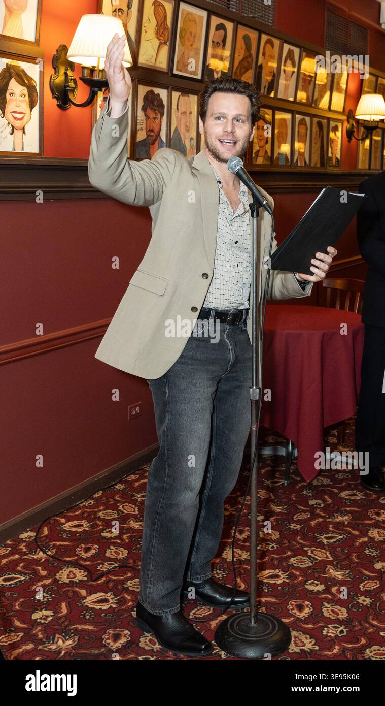 Jonathan Groff Speaks During Lea Michele Portrait Unveiling At Sardi s 