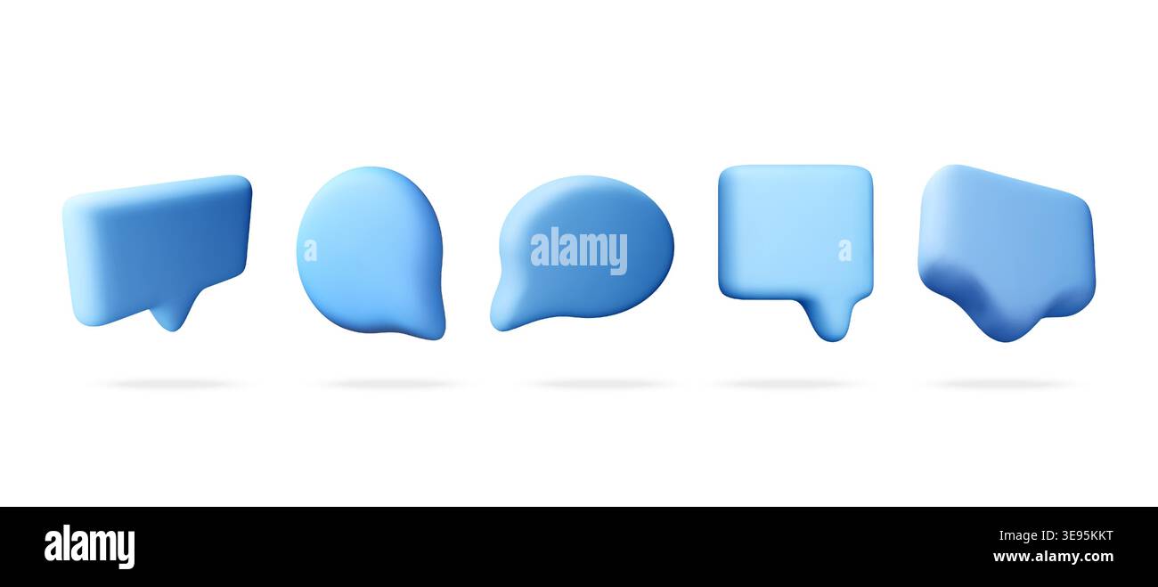 3d blue speech bubble set Stock Vector