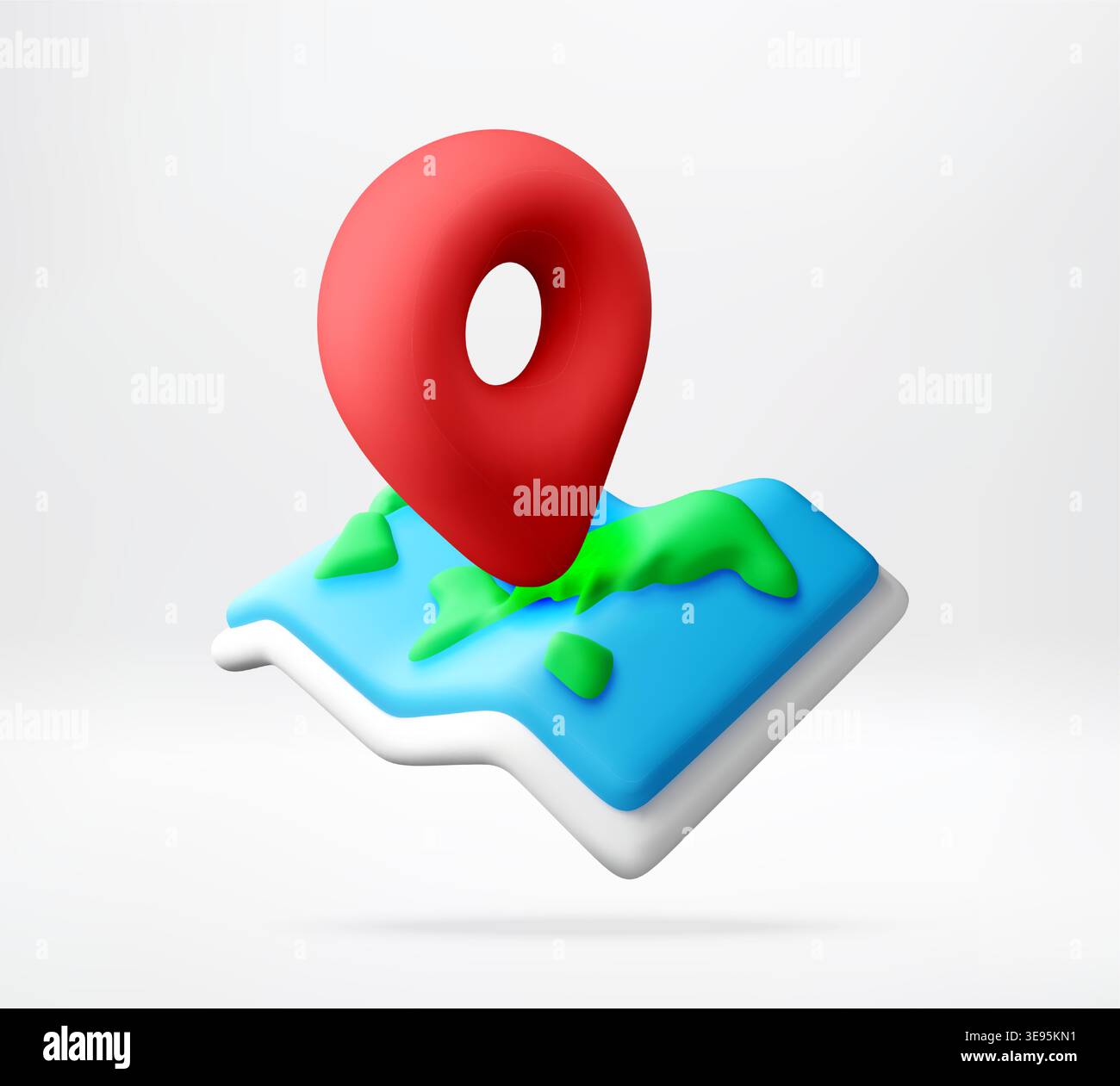 Red pin on 3D map icon. Stock Vector