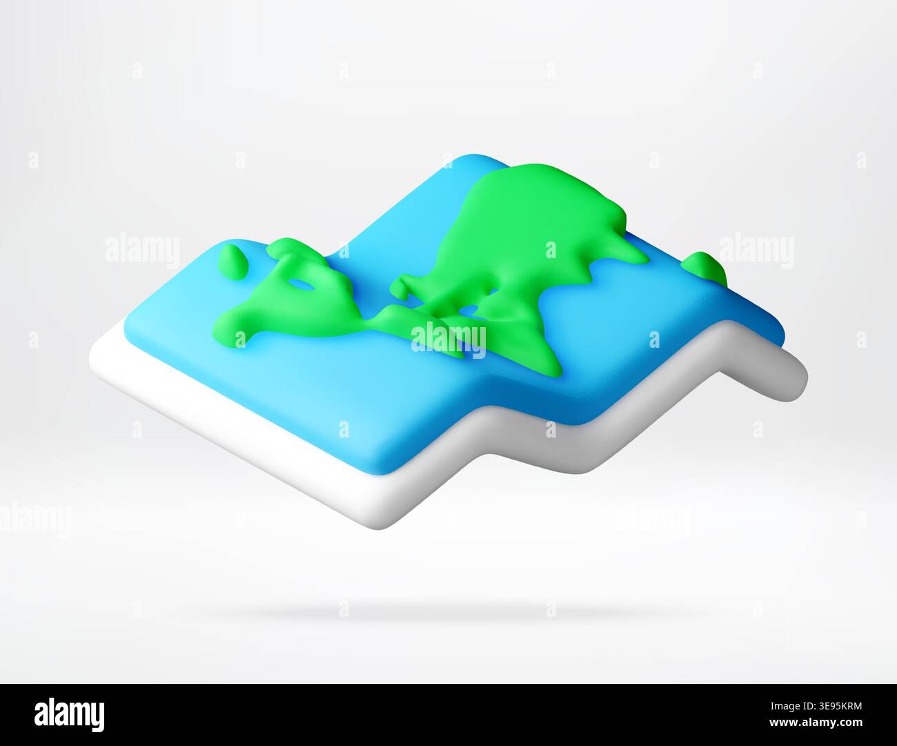 3d world map icon on an abstract zigzag platform. Stock Vector