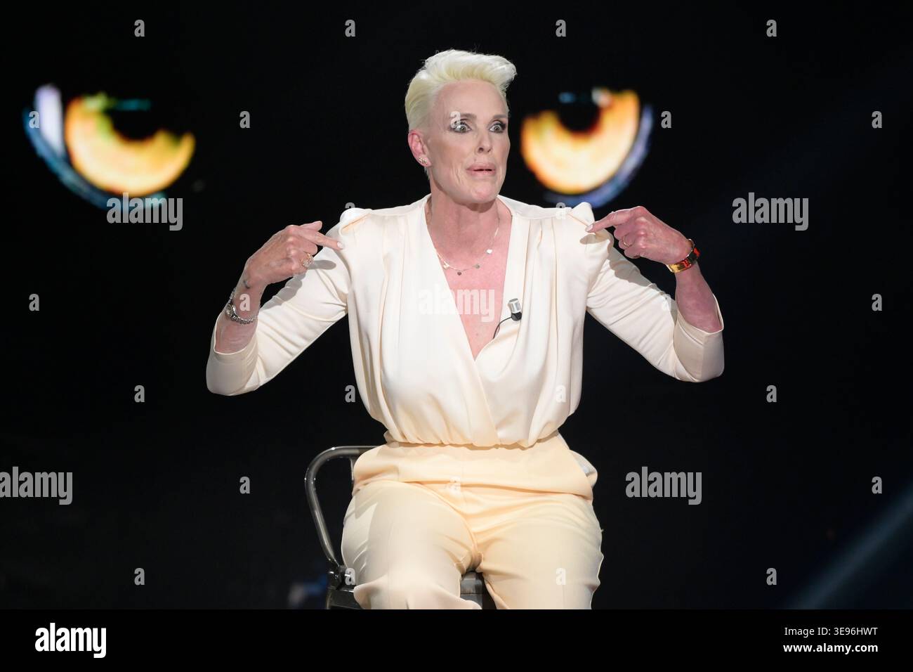 Brigitte Nielsen attends the third episode of Rai tv program Belve