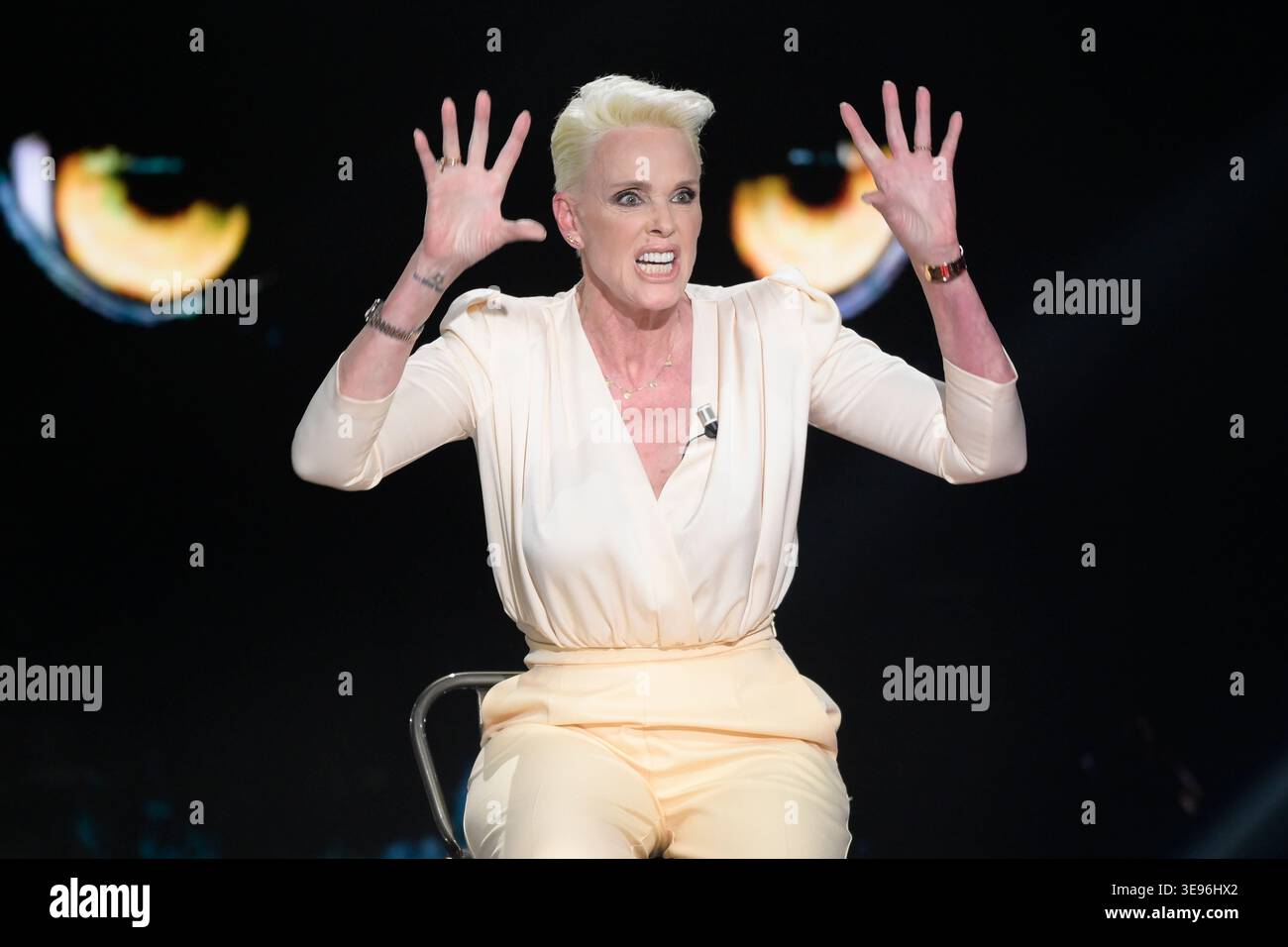 Brigitte Nielsen attends the third episode of Rai tv program Belve