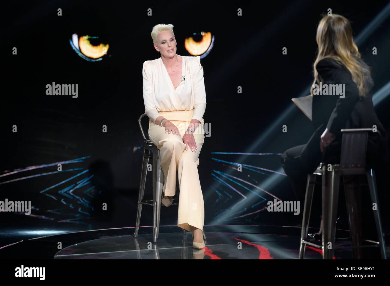 Brigitte Nielsen attends the third episode of Rai tv program Belve