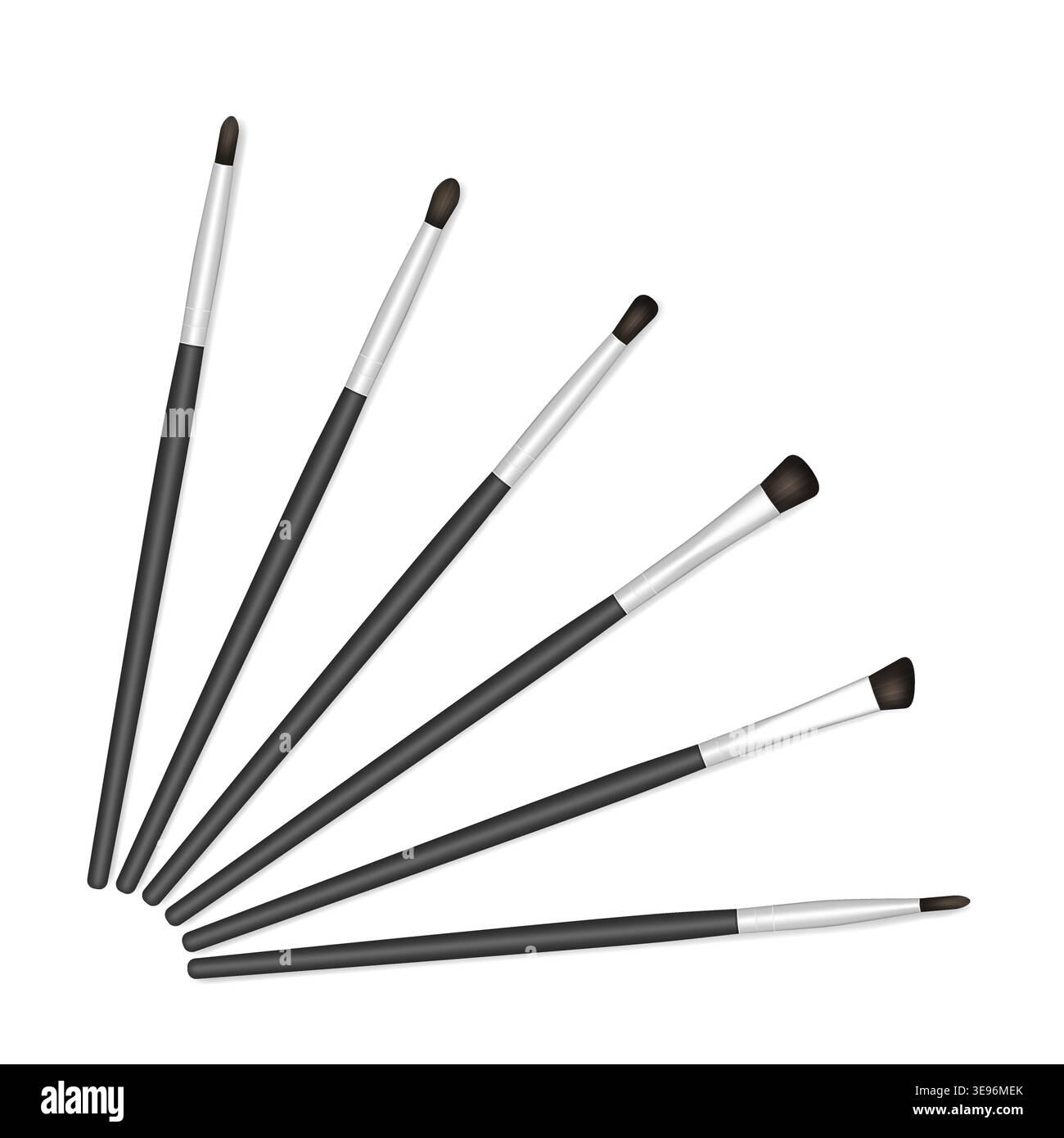 Makeup brush set. Make-up brushes isolated on white background, realistic vector illustration Stock Vector