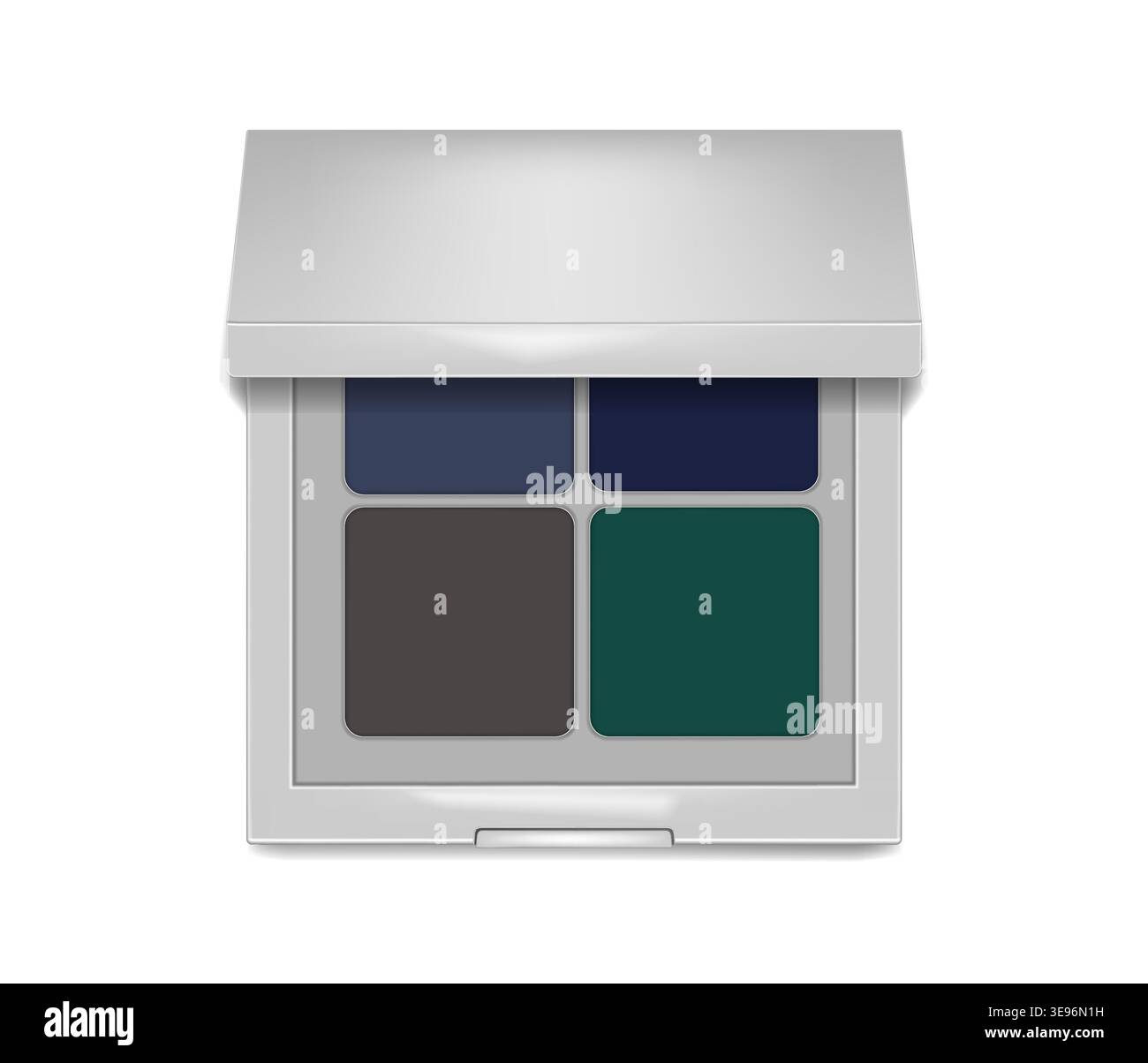 Make-up eyeshadow palette, realistic vector illustration. Open color eye shadow kit case top view Stock Vector