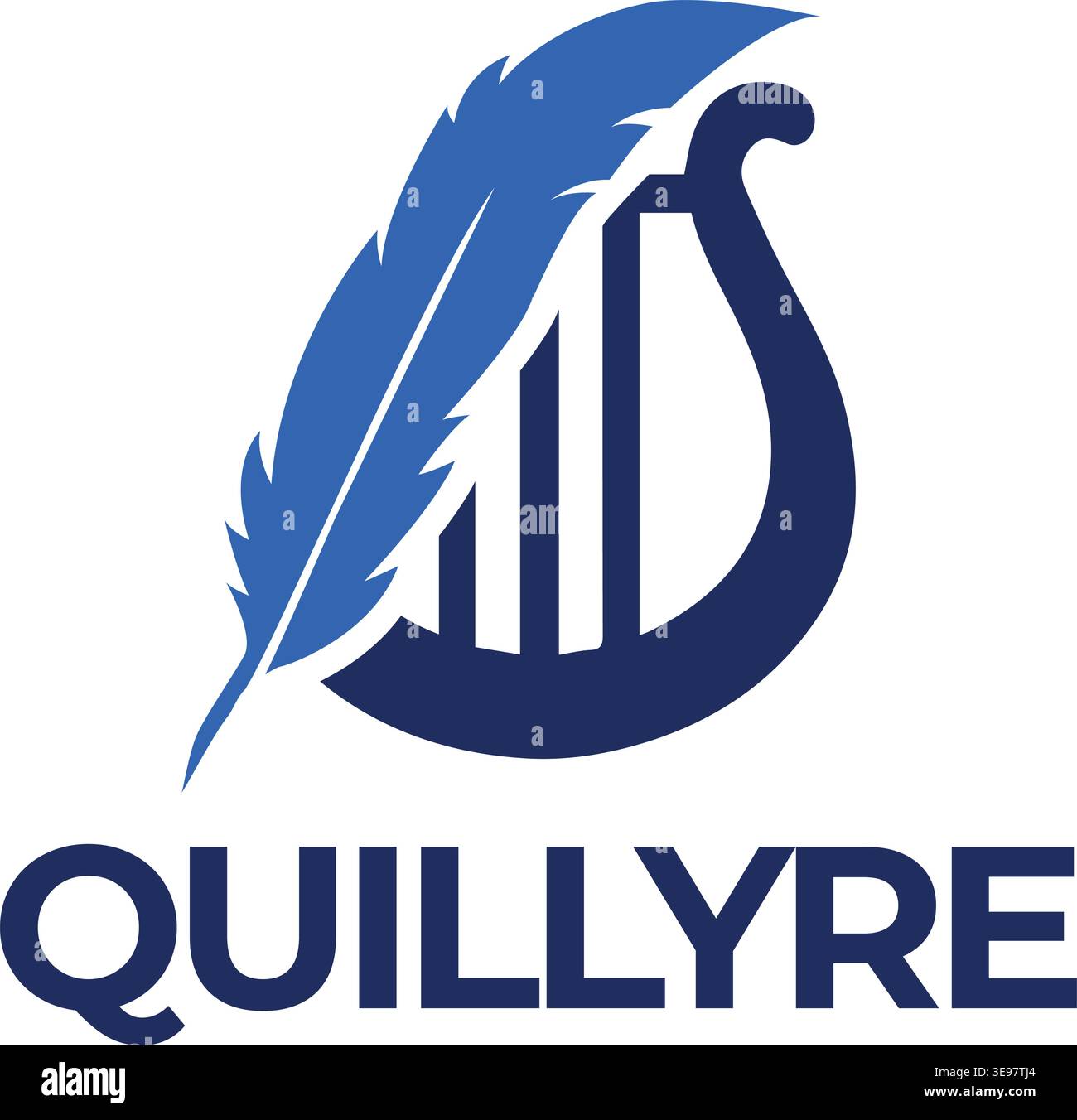 Stylized lyre with feather logo Stock Vector