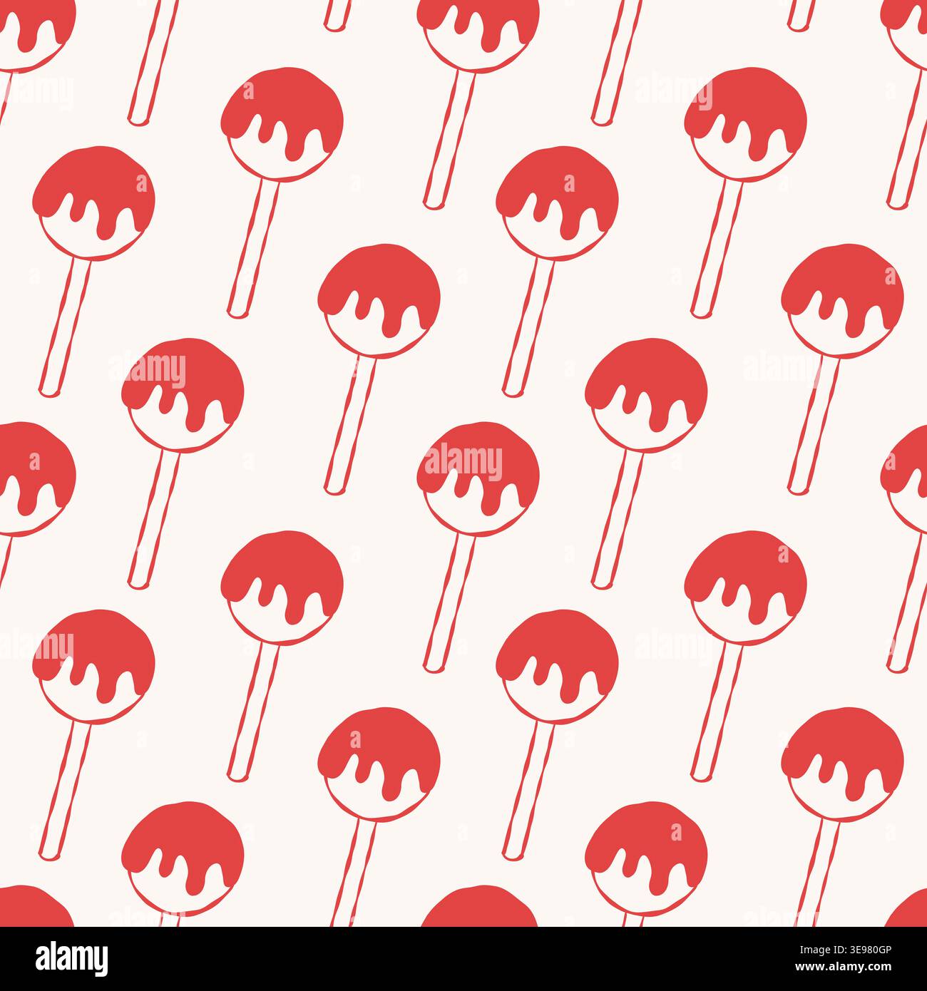 Red lollipops with drips pattern on white background Stock Vector