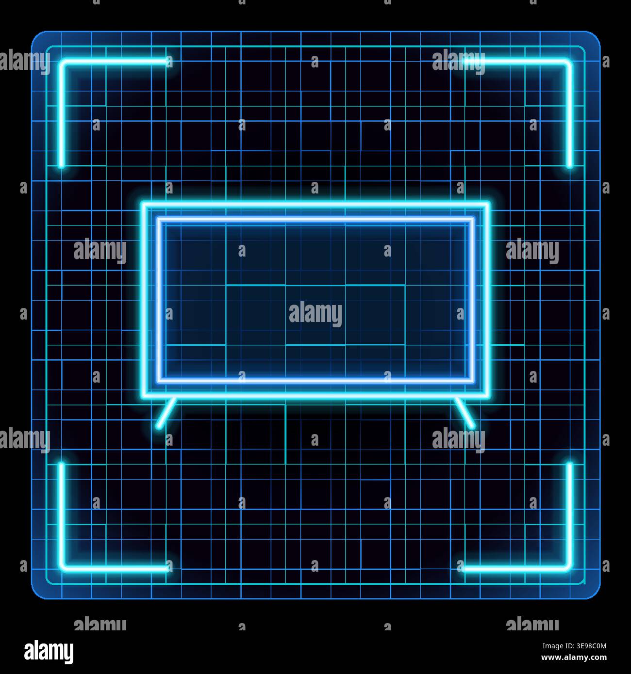 Smart tv icon, television device symbol. Neon glow editable stroke icon design collection. Stock Vector
