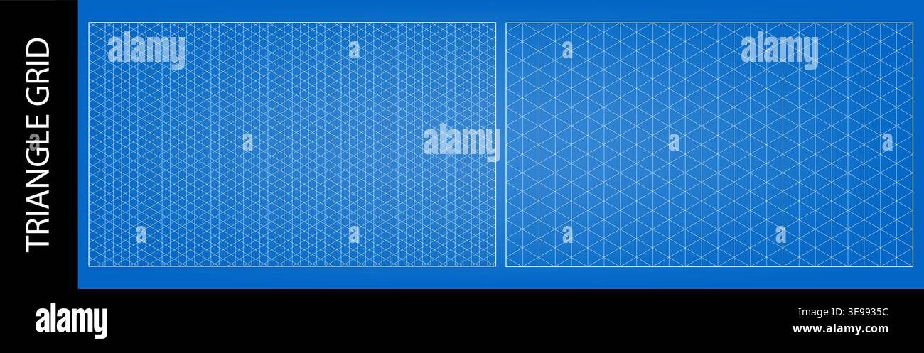 Triangular grid angular bg, blue empty architectural graphic. Isometric pattern paper, drawing template cells. Abstract cube and rhombus shape mesh Stock Vector