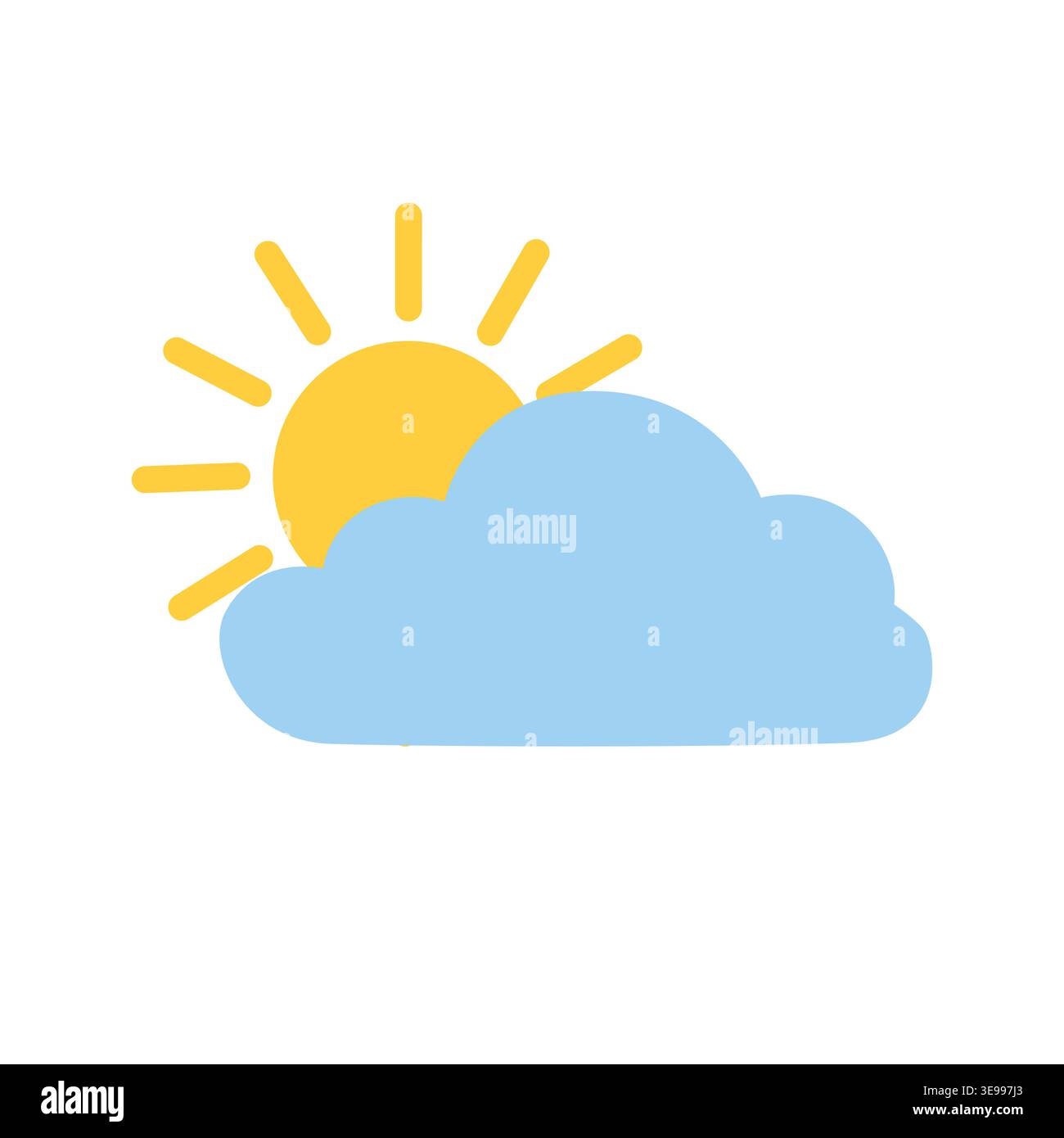 Sun behind cloud icon representing partly cloudy weather Stock Vector