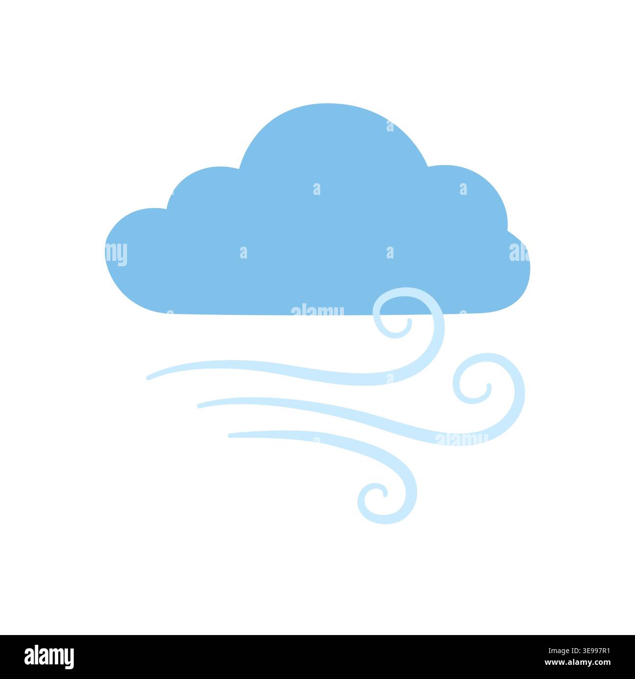 Wind blowing from cloud icon flat weather symbol Stock Vector