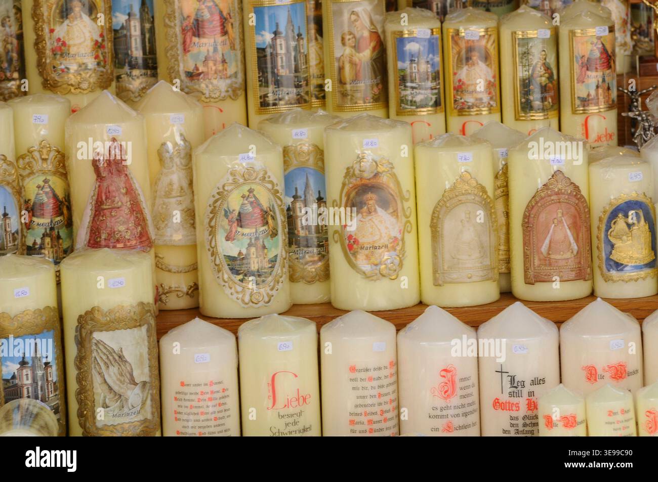 Religious Samples various christian items and other religious devotionals at a shop ...