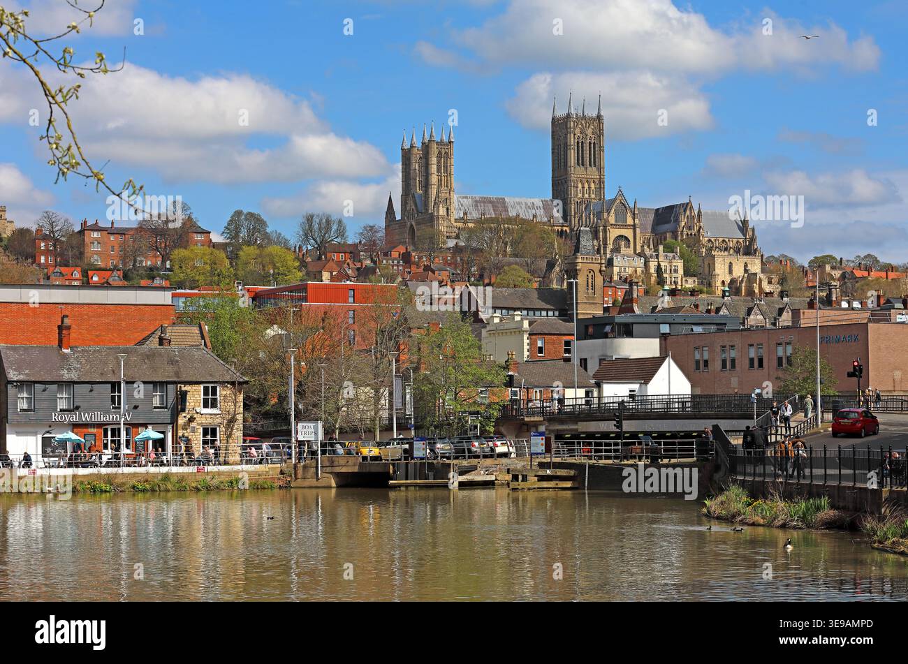 Lincoln Cathedral from river. Stock Photo