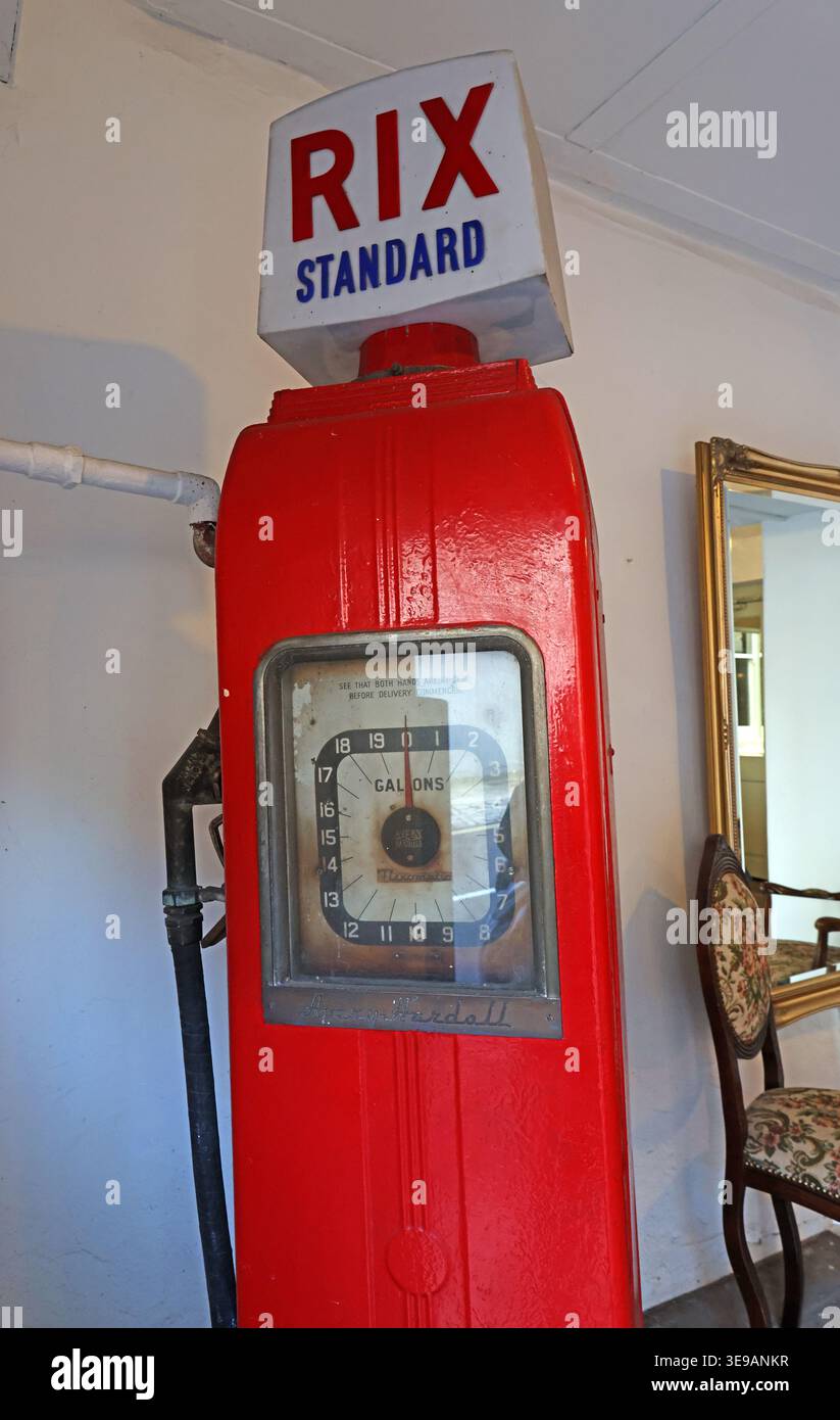 Red Rix Standard Petrol Pump, England, UK. Stock Photo