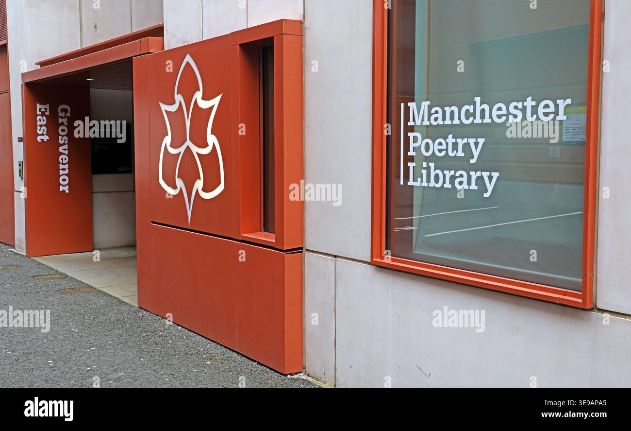 Manchester Poetry Library at Manchester Metropolitan University’s Grosvenor East building on Cavendish Street. Stock Photo