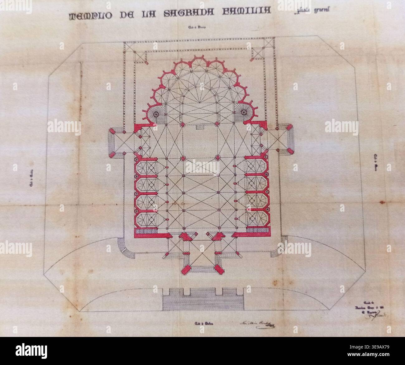 This 1885 floor plan of the Sagrada Familia, designed by Antoni Gaudí ...
