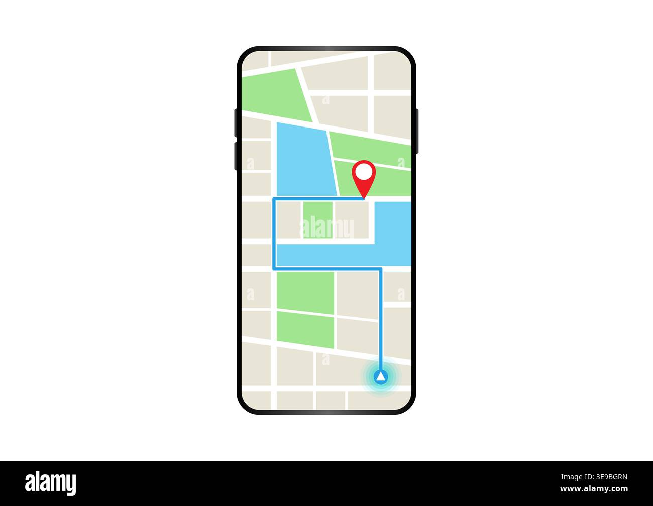 Smartphone with Map Navigation Application. Map GPS Navigation. Vector ...
